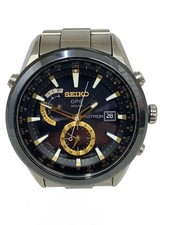 SEIKO Solar Wristwatch/Analog/BLK/SLV/AX52 0AA0//