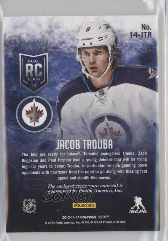 2013-14 Panini Prime Dual Rookie Class 2014 /100 Jacob Trouba #14-JTR RC - Image 2 of 2