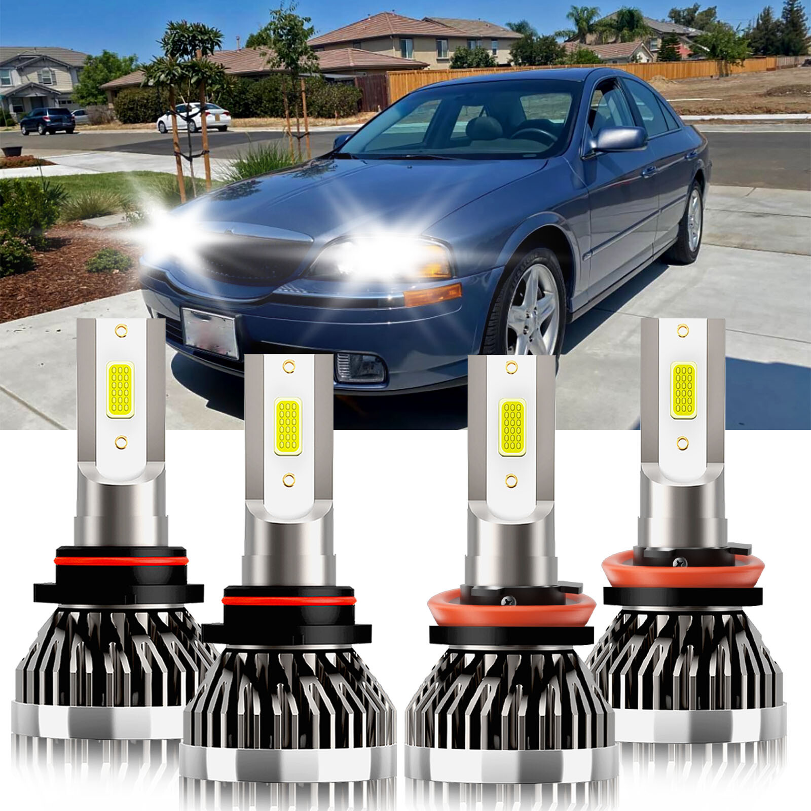 2003-2006 Lincoln LS LED Headlight Combo 4 Bulbs 9005 H11 High Low Beam  