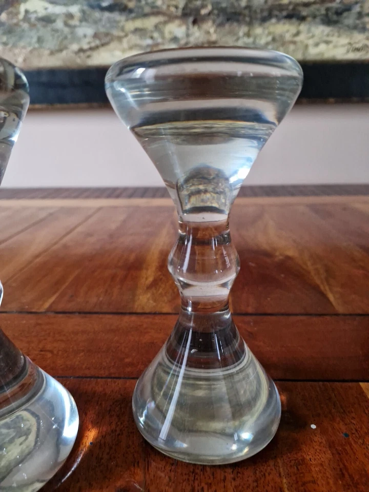 Rare Et Ancienne Paire De Porte Perruque En Verre - Photo 4/4