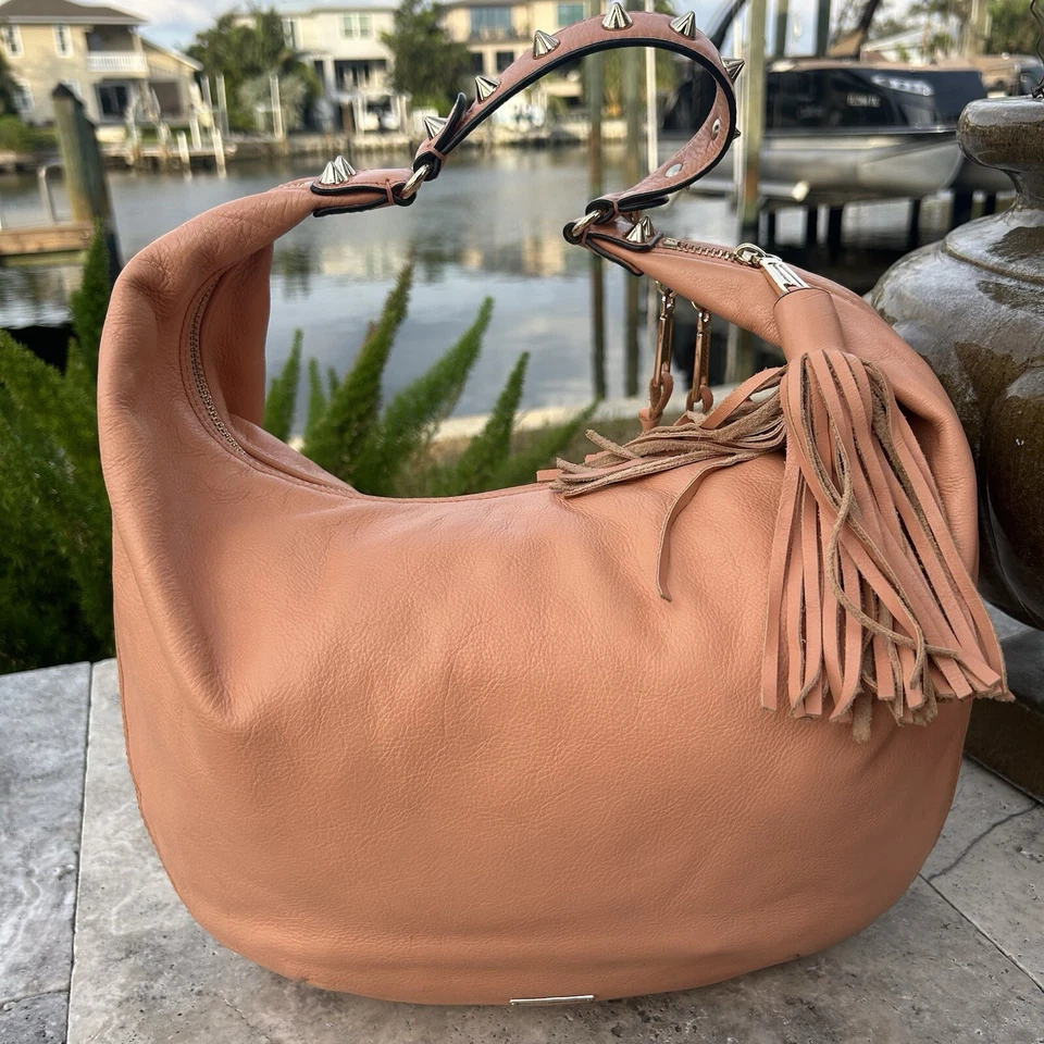 Bolso de Hombro Hobo Grande de Cuero Guijarro REBECCA MINKOFF - Melocotón Foto 2 de 4