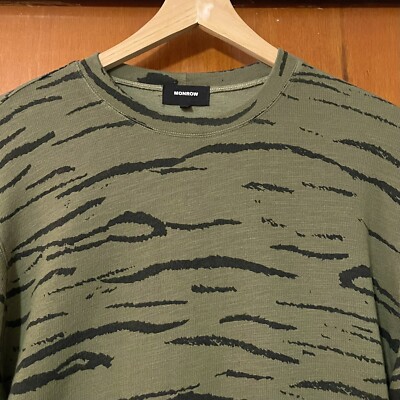 Monrow Super Soft Boyfriend Sweatshirt Green Tiger Print Size XS | eBay