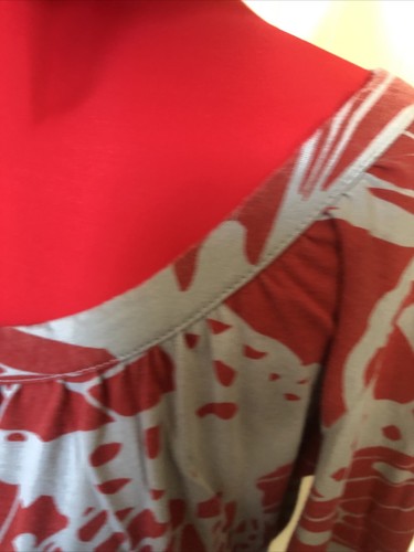 M&S Marks & Spencer Pre Loved Red Grey Cotton 3/4 Sleeve Ladies Top UK Size 10 - Picture 4 of 11