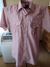 Vintage TemTex short sleeve Western Shirt USA made. Extra long Tails 44" chest