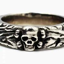 2024 New Fashion Skull Ring Sterling Silver Hand Make World War Ii Men Ring