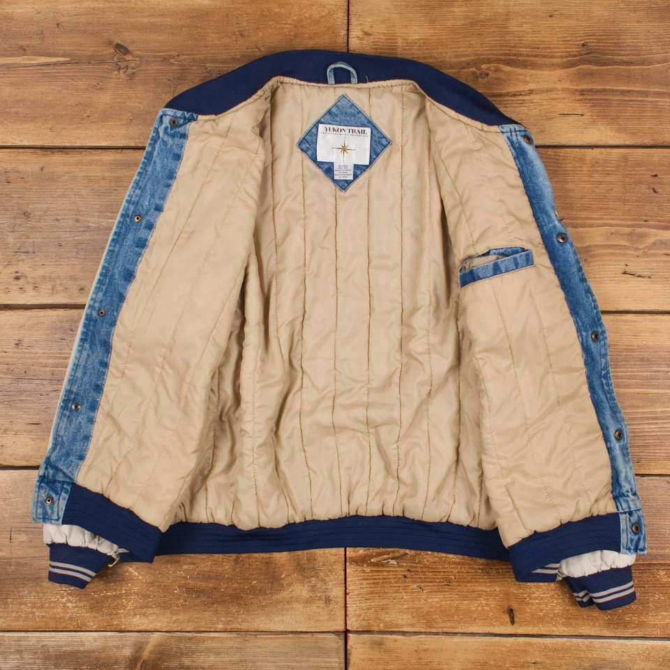 Chaqueta Bomber Yukon Trail Vintage XL 90s Denim Azul Snap Foto 2 de 4