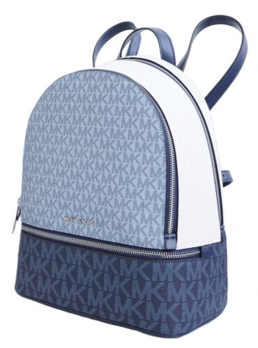 Michael Kors Backpack Bag Rhea Zip Medium Pkt Backpack Admiralmulti New - Picture 5 of 13
