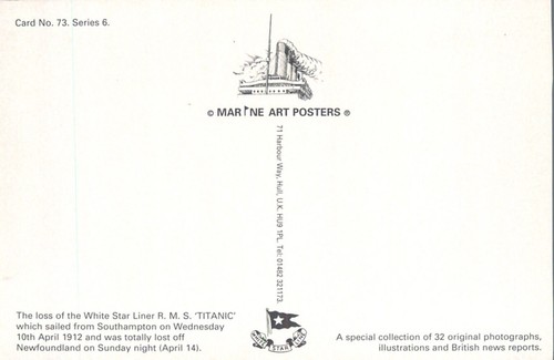 The Vortex Loss of MS Titanic 1912 de postal original British News Reports - Imagen 2 de 2