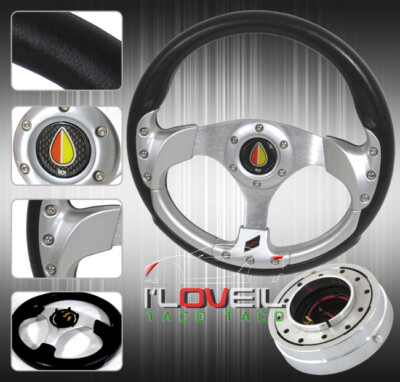 320mm Interior Dress Up Steering Wheel + 1.5'' Mini Quick Release & Horn Button