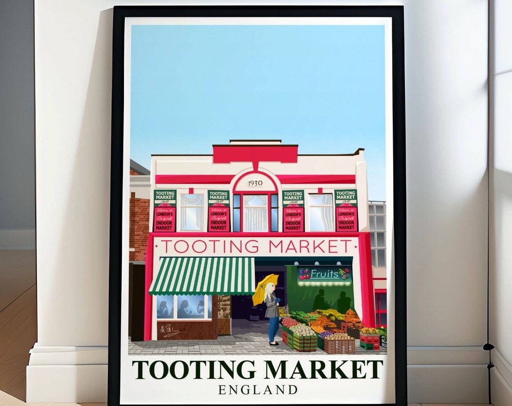 Tooting Market Travel Poster Tooting Market Wall Art Tooting Market Poster