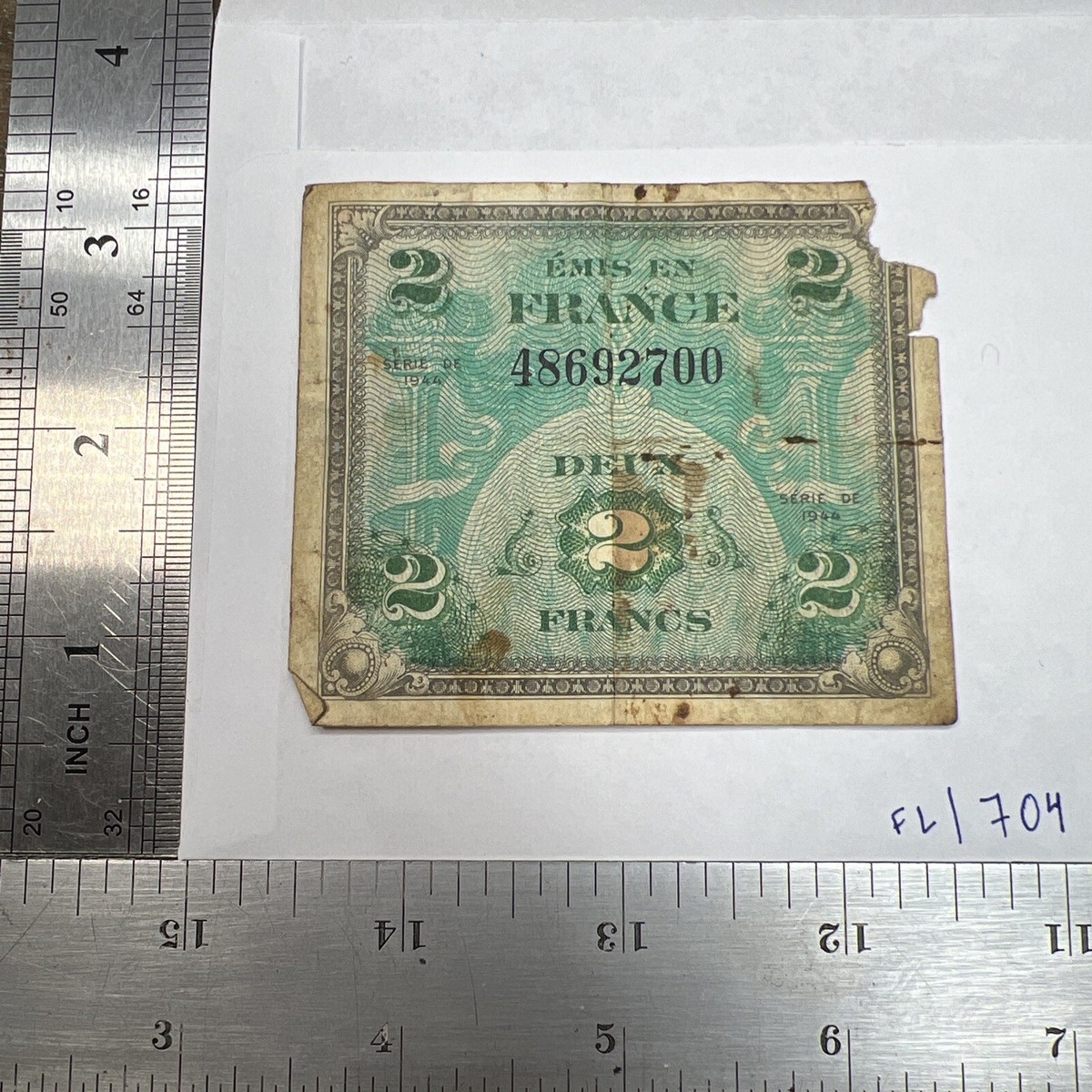 未使用 1944年 フランス 軍票 France 5 フラン francs 紙幣 1944, 5 Francs France Allied Military Currency High Value