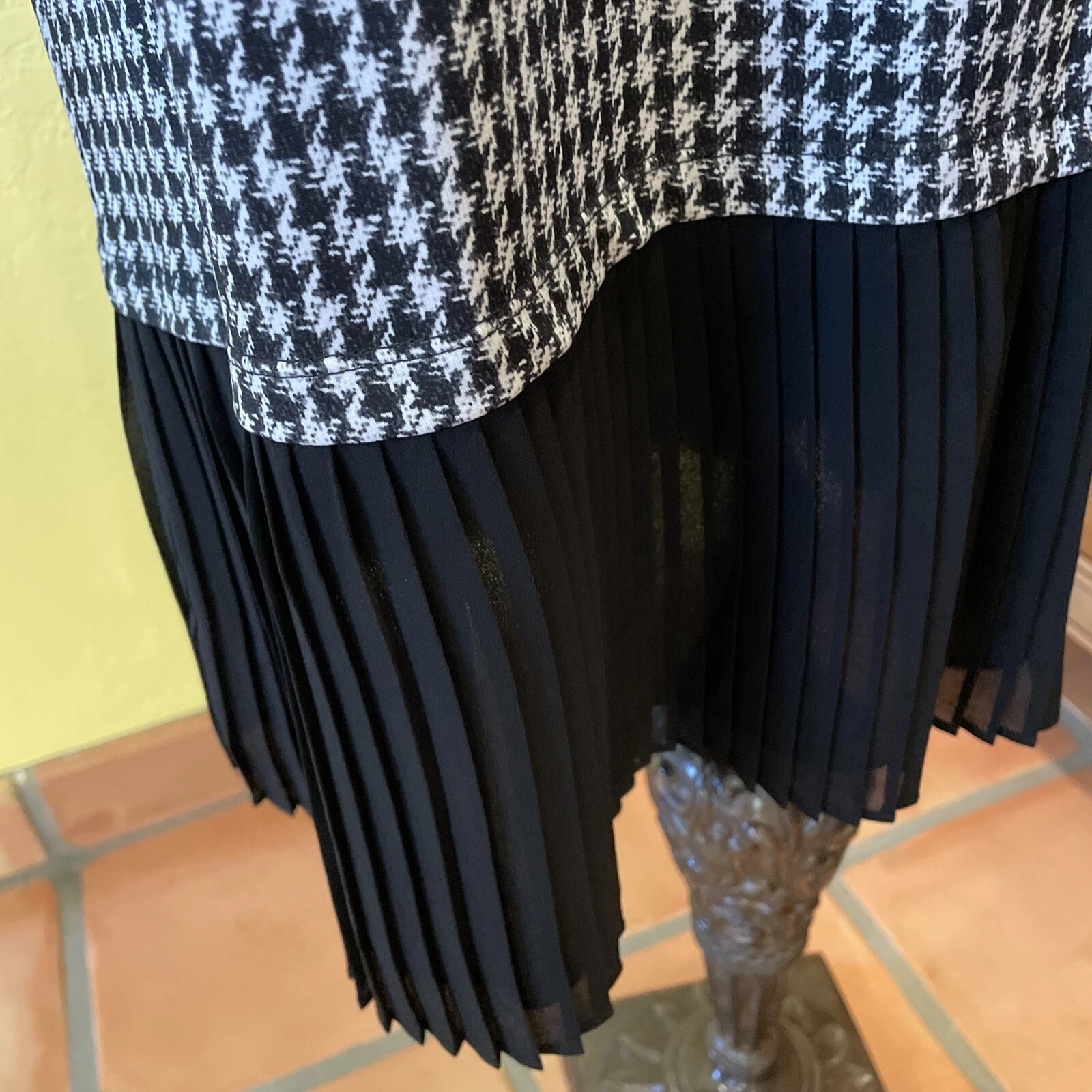 Abito leggero MK MICHAEL Michael Kors manica pied de poule nero bianco M Z49