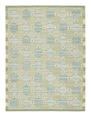Green Blue Boho Scandinavian Design High Quality Hand Woven Flatweave Kilim Rug