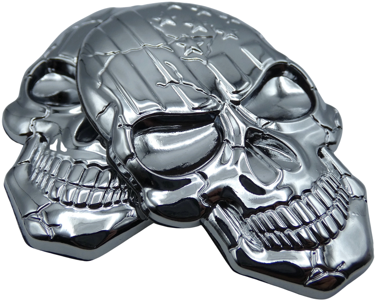 2-Pack 3D Metal US Flag Skull Decal Emblem – Bronze Finish For Motorcycle, Auto, Truck (2.71" X 1.77")