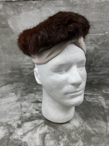 Vintage Mink Fur Hat Mink Headband Hat Dark Brown Year Unknown