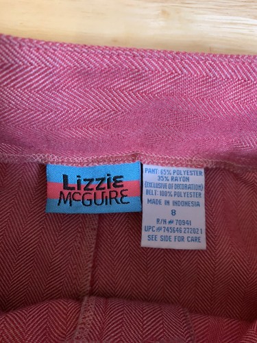 Lizzie McGuire Girls Embroidered Pink Pants Size 8 Satin Pocket Y2K Rare - Picture 5 of 6
