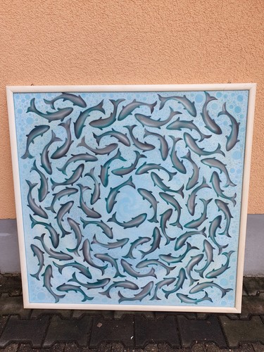 (Art.:N-3676) Schönes Gemälde von Hugo Kaagmann "Fishes" 1988 - Bild 1 von 3