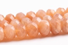 6x4MM Genuine Natural Orange Moonstone Grade AA Faceted Rondelle Loose Beads