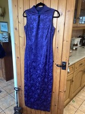 Monsoon Size 12 Purely Blue Mandarin Collar Dress Silky Feel