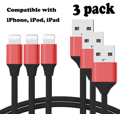 3Pcs Fast Charging USB Cable Charger For iPhone 7 8 Plus XR Xs Max 11 12 13 Pro