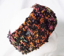 Crochet Headband Earmuff Warm  Cozy-Black Colors Mix-Handmade Pizazz Creations