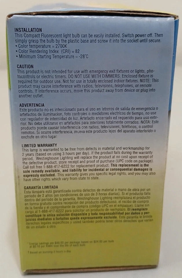 WESTINGHOUSE 9W SOFT WHITE R20 FLOOD LIGHT #37968 - Image 4 of 4