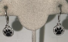 Pet Friends Dog Paw Silver Tone Drop Earrings New On Card TEH5-62