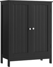Stylish Black Bathroom Cabinet with 2 Doors 3 Adjustable Shelves