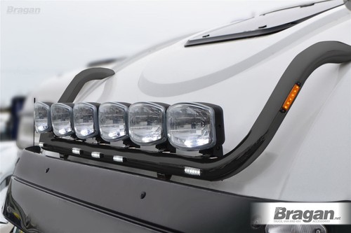 Roof Bar + Spots+LEDs+Clear Beacons To Fit Iveco Stralis Active Space Time BLACK - Picture 2 of 12