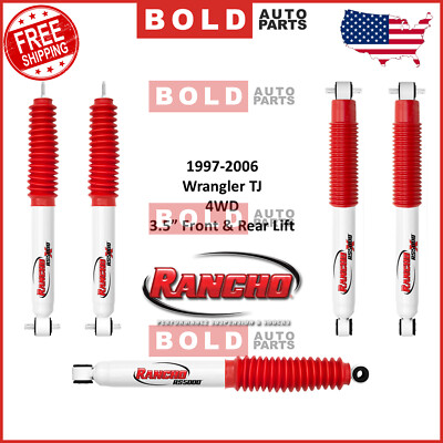 Rancho Front Rear Shocks Absorber Kit Stabilizer Set 5PCS For Wrangler 3.5'' Lift
