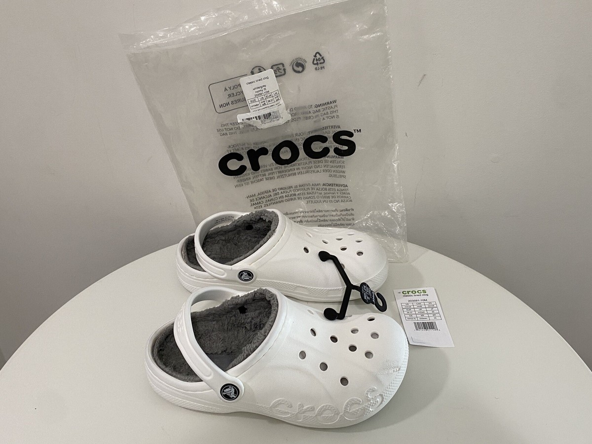 フラットシューズ Classic Lined Clog in White Crocs Unisex-Adult Classic Lined Clog, White, Size 4M/6W | eBay
