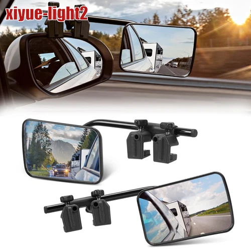 Universal Trailer Mirrors Clip on Bracket Towing Mirrors 360° For RV Truck Cars
