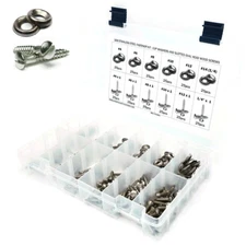 Stainless Steel Slotted Oval Head Wood Screw Kit w/ Finish Cup Washers - 301pcs
