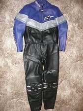TUTA MOTO DONNA ALPINESTARS NERO BLU US8 EU44 US10 EU46 2 PEZZI PELLE