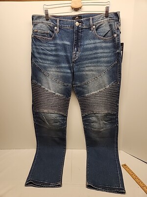 True Religion Rocco Relaxed Skinny Moto Biker Jeans Mens