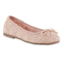 Piper Youth Girls' Misha Pink Macrame Overlay Ballet Flat Shoes Size 13M-5M