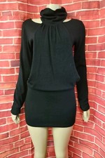 NIKKIALO ~ RARE Knit Size M  Knit mini Dress Or Long Sweater Top Black #CB7