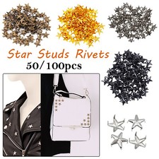50/100pcs Nail Head Star Shape Studs DIY for Leather Coats Handbags Jackets
