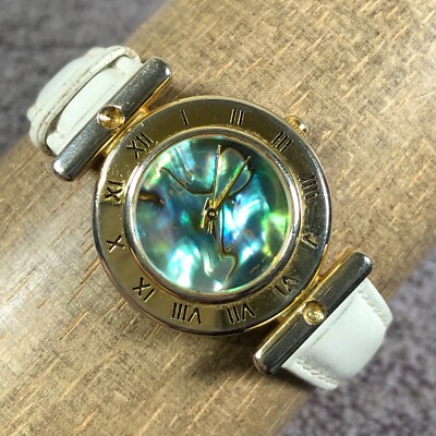 LA Express Women LAX213 Abalone Shell Dial Leather Quartz Analog Watch 6 1/2''