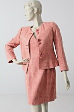 Carolina Herrera dress suit set red pink silk dress with jacket size 8