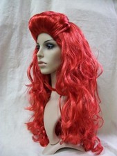 Peluca Belleza Roja Letal Hiedra Venenosa Cómic Villano Fuego Estelar Sirenita Ariel NUEVA
