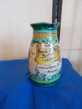 Botin Restaurant Gonfer  P. Arz. Spanish Majolica Pottery Handled Pitcher Signed
