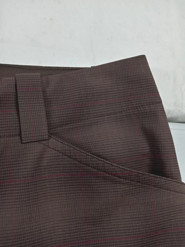 Шорты для гольфа женские Nike размер 12 коричневые клетчатые плоские спереди функциональный логотип - Изображение 3 из 4