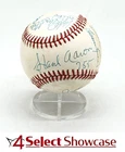SIGNED AUTOGRAPHED 500 HR CLUB W/ HANK AARON-MANTLE-WILLIAMS BASEBALL W/ LOA JSA
