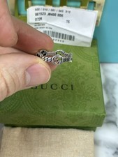 NWT Gucci Silver 925 Interlocking GG Ring - IT Size 15 7.25 US