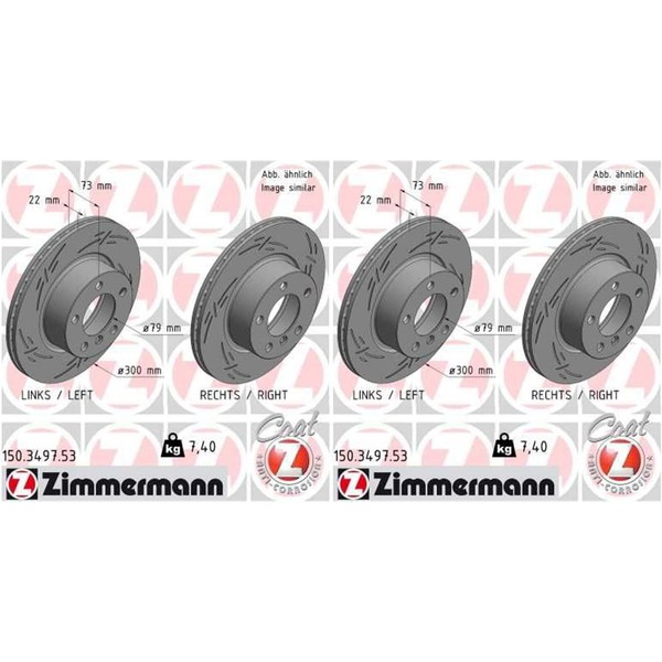 2X Zimmermann Bremsscheiben 300Mm Geschlitzt InnenbelÜFtet Vorne Passend FüR-image