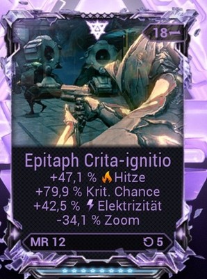 Warframe Riven ModEpitaph Crita-ignito \ Playstation \ X-Box \ PC