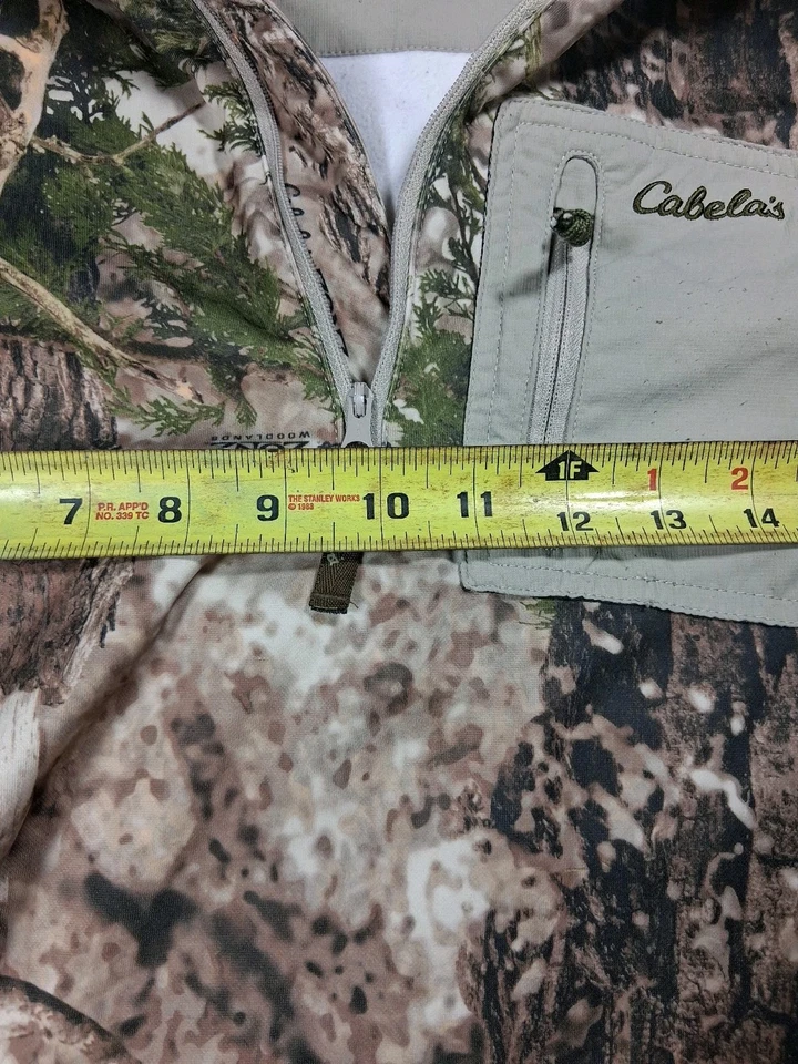 Cabelas Zonz Woodlands  Camo Womens Medium 1/4 Zip Longsleeve Pullover - Image 3 of 4