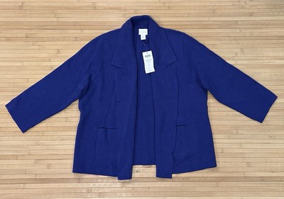 CHICOS Structured Sara Open Front Cardigan Sweater Purple Women s 1 M 8 NWT $99