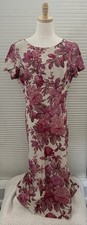 NWT Rare Vintage Talbots Floral Linen A-Line Dress Pink & Tan Biege 12